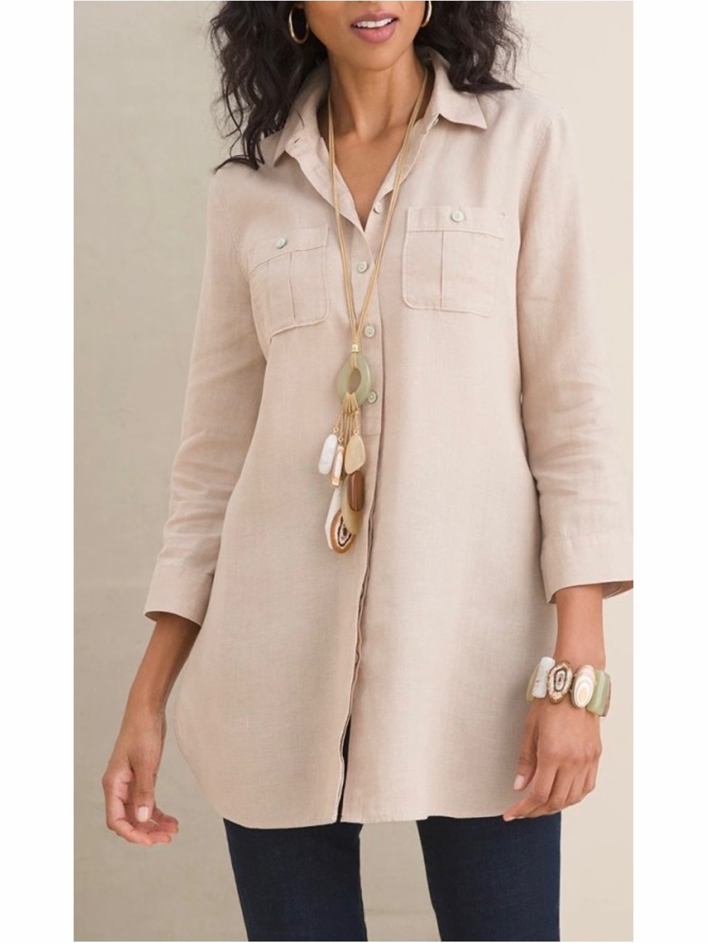 Chico’s No Iron Linen Tunic Shirt